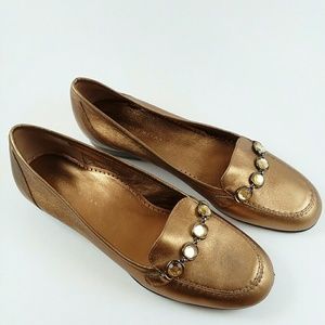 Antonio Melani Metallic Leather Loafers